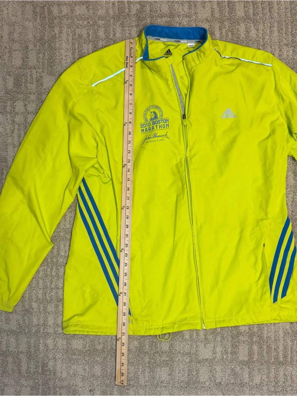 Adidas High-Visibility Neon Yellow Boston Marathon Running Jacket size 2xl